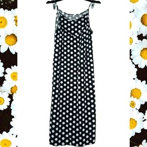 Retro rockabilly black and white polkadot maxi L